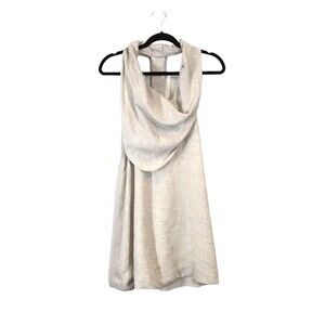 Lisa Brown Australia Isla T Back Linen XS Cowl Neck Dress Lagenlook Minimalist